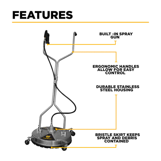 BE Pressure 85.403.009 20" Stainless Steel Whirl-A-Way Surface Cleaner With Casters