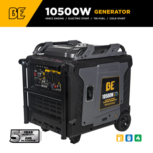 BE Power Equipment BE10500IT 10,500 Watt Tri-Fuel Digital Inverter Generator