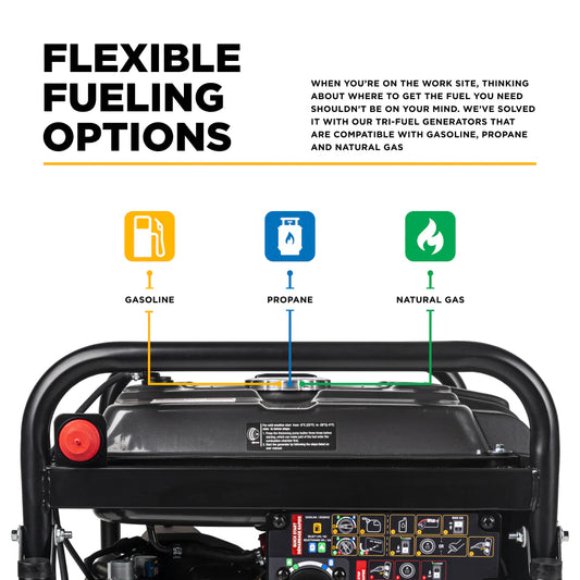 BE Power Equipment BE12500T 12,500 Watt Tri-Fuel Portable Generator