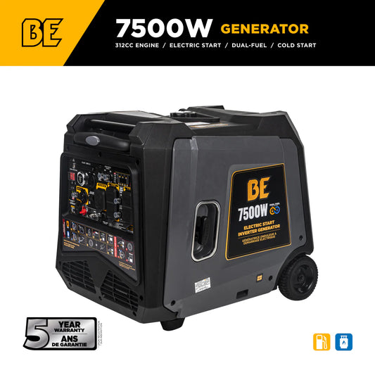 BE Power Equipment BE7500ID 7,500 Watt Dual-Fuel Digital Inverter Portable Generator