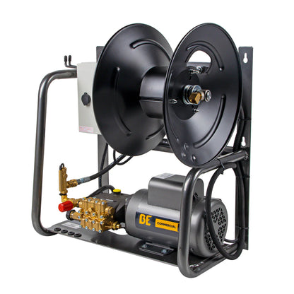 BE Pressure X-1520FW1GENH 1,500 PSI 2.0 GPM 2.0 HP Wall Mount Electric Hot Water Pressure Washer with a Baldor Motor and General Triplex Pump