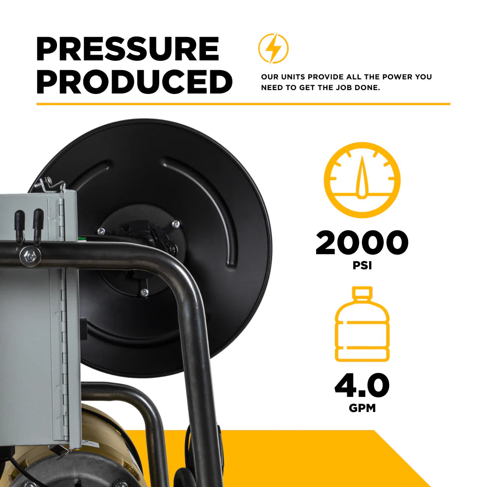 BE Pressure X-2050FW1A 2,000 PSI 4.0 GPM 5.0 HP Electric Pressure Washer with Baldor Motor and AR Triplex Pump
