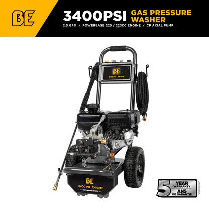BE Pressure B3475PX 3,400 PSI 2.5 GPM Cold Water Gas Pressure Washer