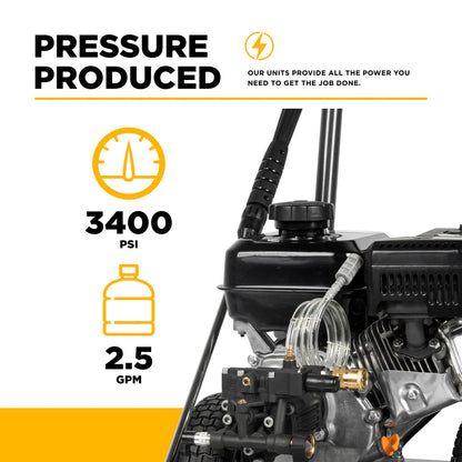 BE Pressure B3475PX 3,400 PSI 2.5 GPM Cold Water Gas Pressure Washer