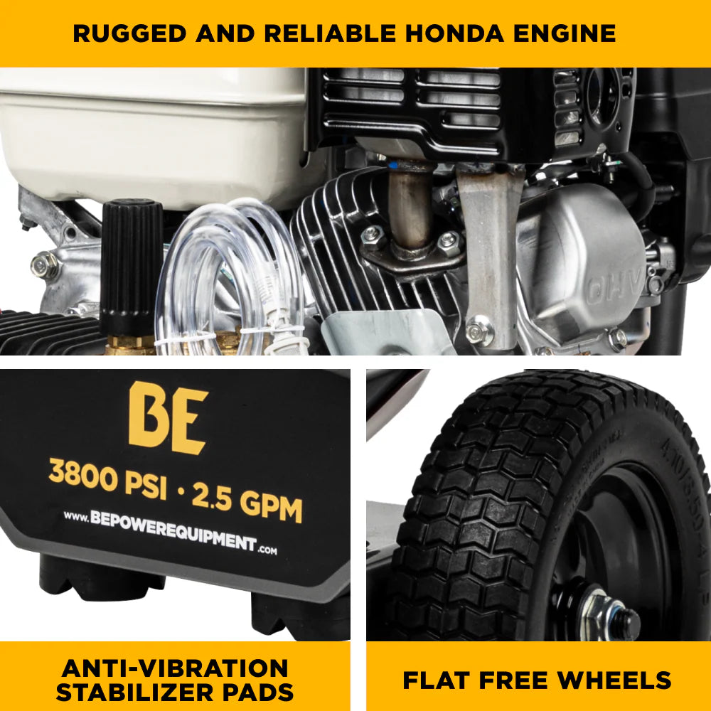 BE Pressure B3865HA 3,800 PSI 2.5 GPM Cold Water Gas Pressure Washer