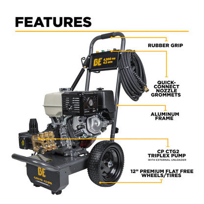 BE Pressure B4213HA 4,200 PSI 4.2 GPM Cold Water Gas Pressure Washer