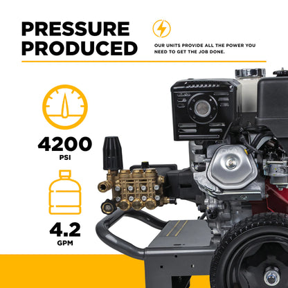 BE Pressure B4213HA 4,200 PSI 4.2 GPM Cold Water Gas Pressure Washer