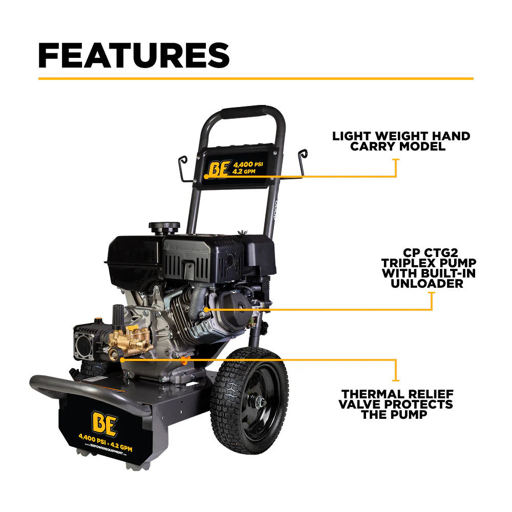 BE Pressure B4415PA 4,400 PSI 4.2 GPM Cold Water Gas Pressure Washer