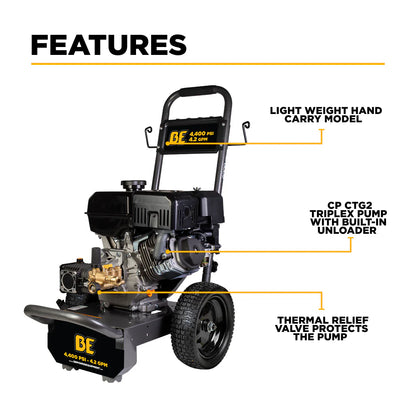 BE Pressure B4415PA 4,400 PSI 4.2 GPM Cold Water Gas Pressure Washer