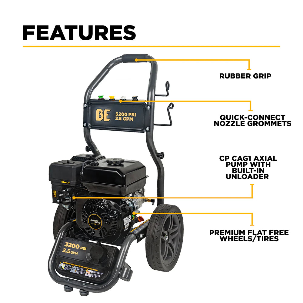BE Pressure BE327PX 3,200 PSI 2.5 GPM Cold Water Gas Pressure Washer