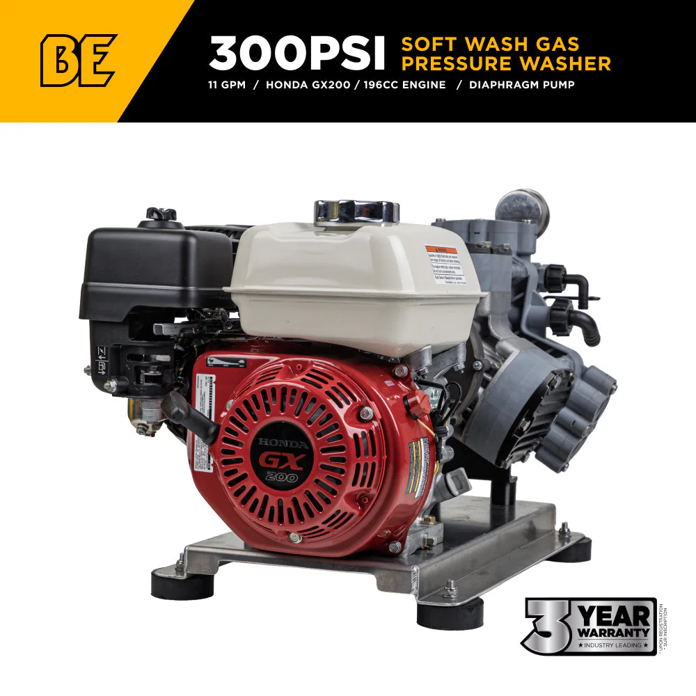 BE Pressure SW1165HC2 300 PSI 11.0 GPM Gas Soft Wash Unit