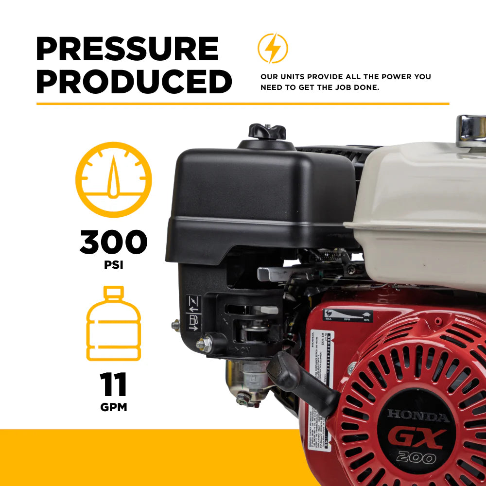 BE Pressure SW1165HC2 300 PSI 11.0 GPM Gas Soft Wash Unit