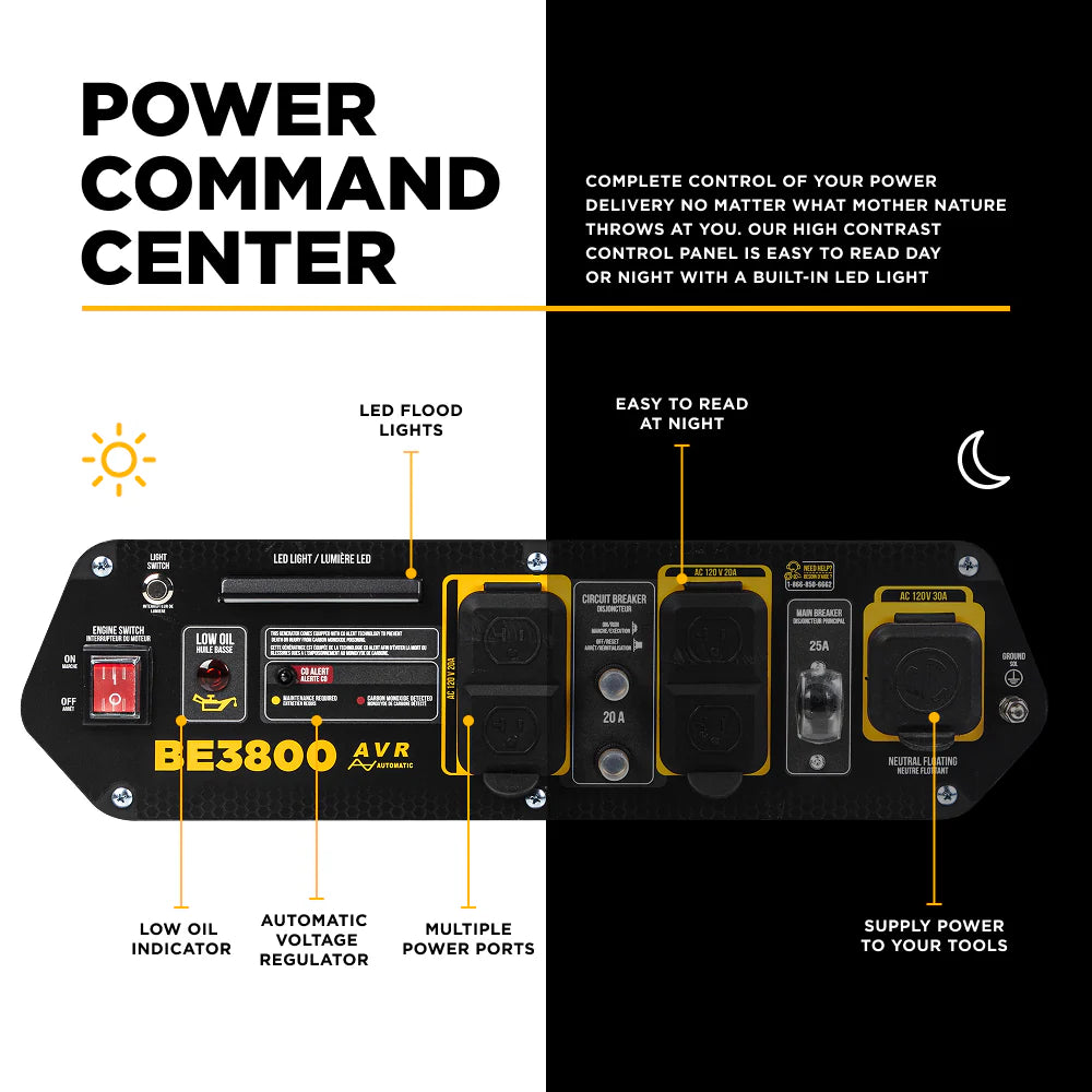 BE Power Equipment BE3800 3,800 Watt Portable Generator