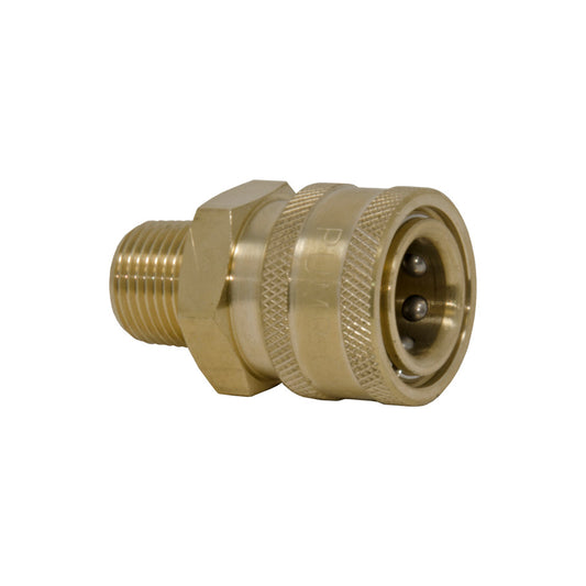 D10004 General Pump Pressure Washer Quick Coupler, Male Socket, 3/8 in. MNPT, Brass