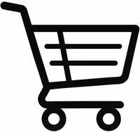 Large Icon of a shopping cart with a white background